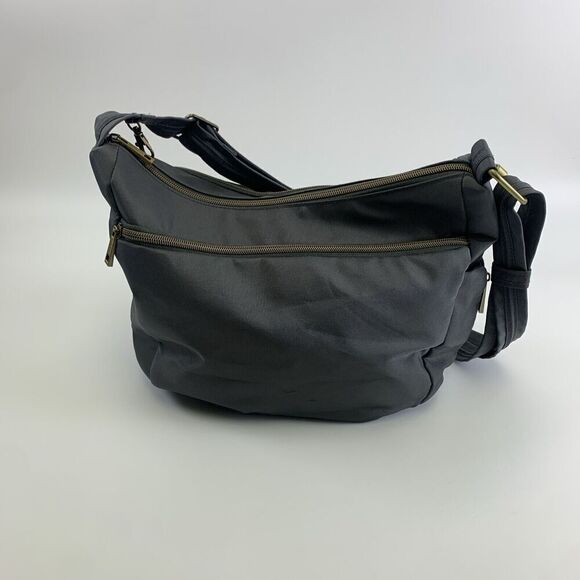 Travelon Crossbody Purse Double Gusset Pockets Zip With Flap Snap Wallet Gray - Picture 3 of 15